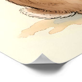 Zoet Aquarel Konijn met Madeliefje Poster (Hoek)