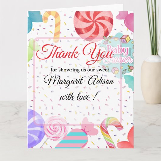 zoet baby shower bedankkaart (Voorkant)