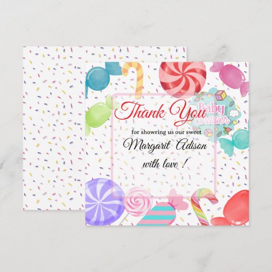 zoet baby shower bedankkaart (Voorkant / Achterkant)