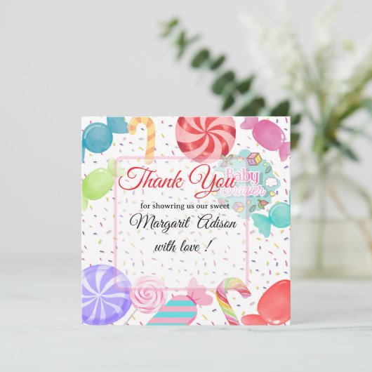 zoet baby shower bedankkaart (Staand voorkant)