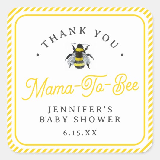 Zoet Baby shower mama-to-Bee Hartelijk dank Vierkante Sticker (Voorkant)