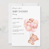 Zoet Beer met Ballons Baby shower Kaart (Voorkant)