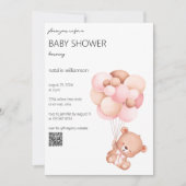 Zoet Beer met Ballons Baby shower QR Code Kaart (Voorkant)
