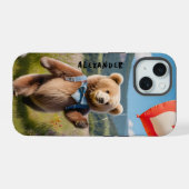 Zoet Beer met hartvormige ballon iPhone 15 Case (Achterkant horizontaal)