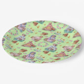 Zoet  Beer Tea Party Zacht Groen & Roze Papieren Bordje (Gekanteld)