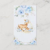 Zoet Blauw Bloemen Herten Baby shower Luier Raffle Informatiekaartje (Achterkant)