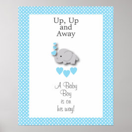 Zoet blauw en grijs olifant - Baby Boy Poster