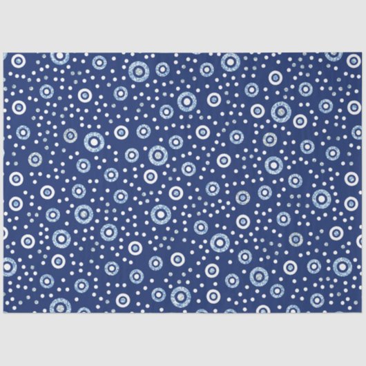 Zoet Blauw Geometrisch Cirkelenoceaanpatroon Tissuepapier (Voorkant)