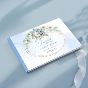 Zoet Blauw Goud Bloemig Bruidsfeest Gastboek Gastenboek