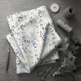 Zoet Bloemen Stoffig Blauw Goud ID1045 Stof