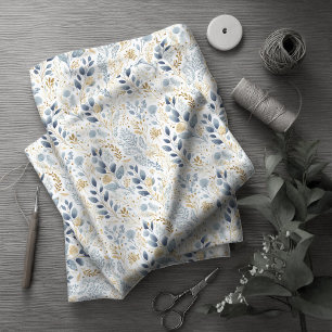 Zoet Bloemen Stoffig Blauw Goud ID1045 Stof