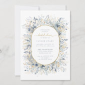 Zoet Bloemen Vrijgezellenfeest Stoffig Blauw Goud  Kaart (Voorkant)