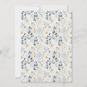 Zoet Bloemen Vrijgezellenfeest Stoffig Blauw Goud  Kaart (Achterkant)