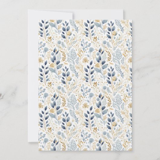 Zoet Bloemen Vrijgezellenfeest Stoffig Blauw Goud Kaart (Achterkant)