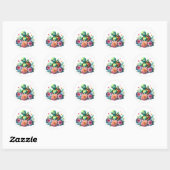 Zoet Bloemen Zee Schildpadden Ronde Sticker (Vel)