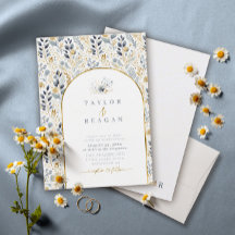 Zoet Bloemenpatroon Stoffig Blauw Goud ID1045