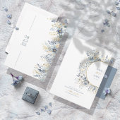 Zoet Bloemenpatroon Stoffig Blauw Goud ID1045 Save The Date