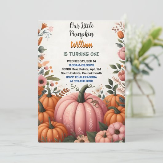 Zoet Boerderij Kind Onze kleine pompoen draait er  Kaart (Staand voorkant)