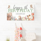 Zoet bosdier verjaardagsfeest banner (Insitu)