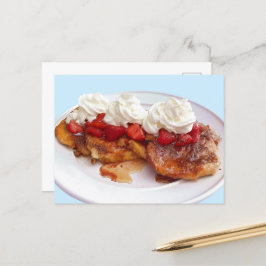 Zoet brood met aardbeien en room briefkaart