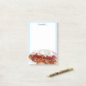 Zoet brood met aardbeien en room post-it® notes (Op bureau)