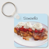 Zoet brood met aardbeien en room sleutelhanger (Voorkant)