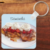 Zoet brood met aardbeien en room sleutelhanger (Achterkant)