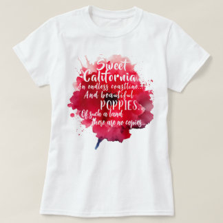 Zoet Californië rood papaver romantisch patriottis T-shirt