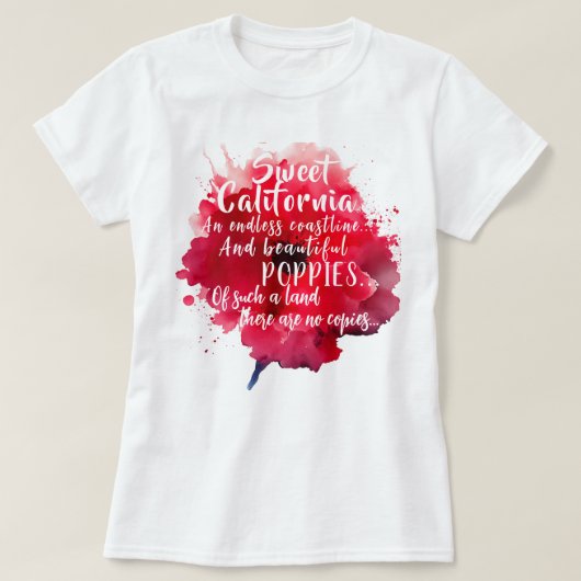 Zoet Californië rood papaver romantisch patriottis T-shirt (Design voorkant)