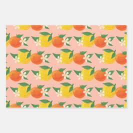 Zoet citrus inpakpapier plat vel set van 3