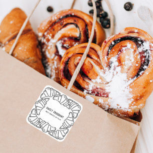 Zoet Croissant Bakkerij Patisserie Vierkante Sticker