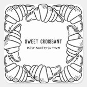 Zoet Croissant Bakkerij Patisserie Vierkante Sticker (Voorkant)