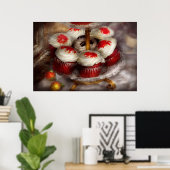 Zoet - Cupcake - Rode fluwelen cupcakes Poster (Thuiskantoor)