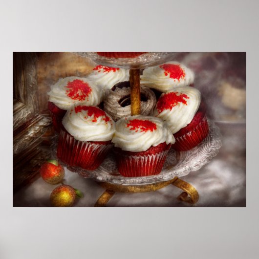 Zoet - Cupcake - Rode fluwelen cupcakes Poster (Voorkant)
