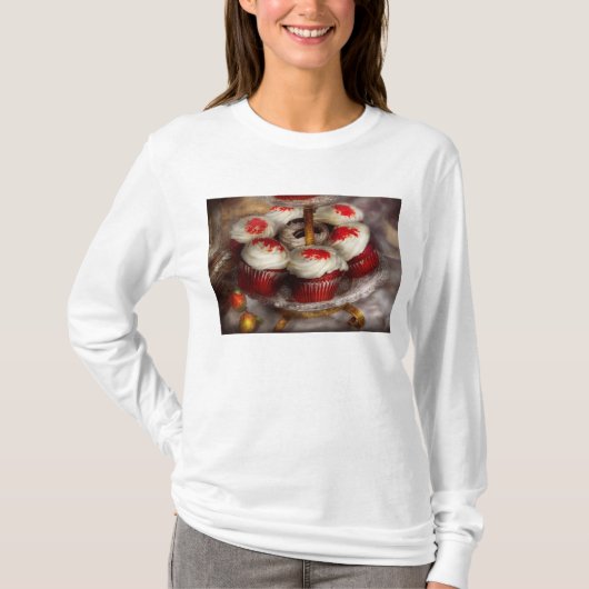 Zoet - Cupcake - Rode fluwelen cupcakes T-shirt (Voorkant)