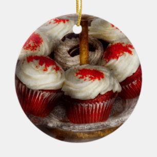 Zoet - Cupcake - Rodefluwelen cupcakes Keramisch Ornament