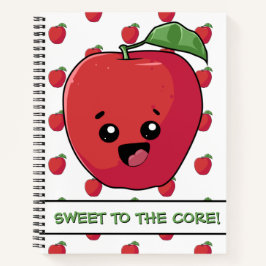 Zoet de Core Red Apple Pun Funny Cute Notitieboek
