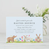 Zoet Dieren Ei Blauwe Pasen Brunch Kaart (Staand voorkant)