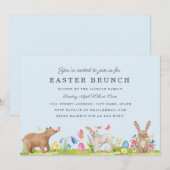 Zoet Dieren Ei Blauwe Pasen Brunch Kaart (Voorkant / Achterkant)