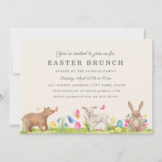 Zoet Dieren Ei Paas Brunch Kaart (Voorkant)