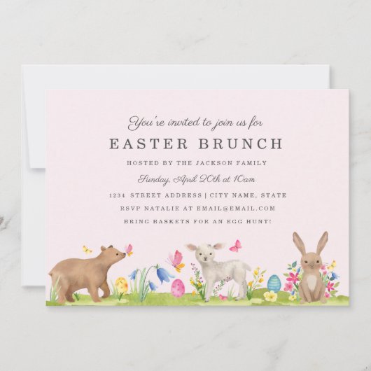 Zoet Dieren Pasen Brunch Kaart (Voorkant)