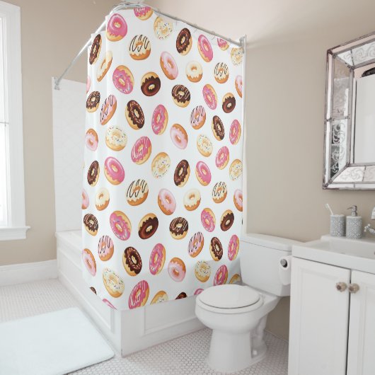 Zoet donut patroon douchegordijn (In situ)