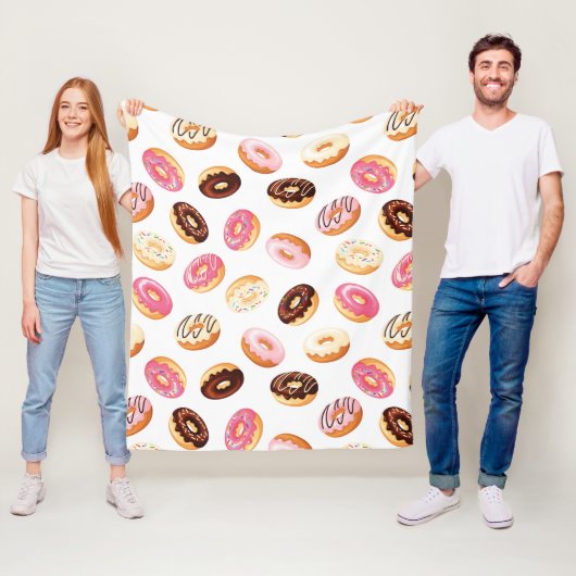 Zoet donut patroon fleece deken (In situ)