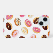 Zoet donut patroon iPhone 15 case (Achterkant horizontaal)