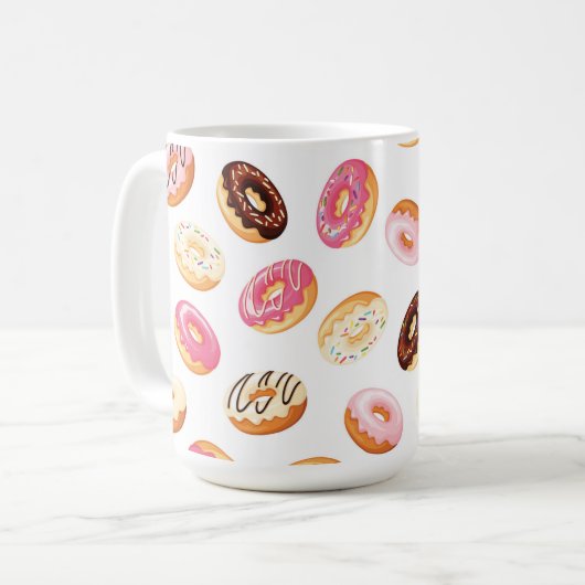 Zoet donut patroon koffiemok (Voorkant links)