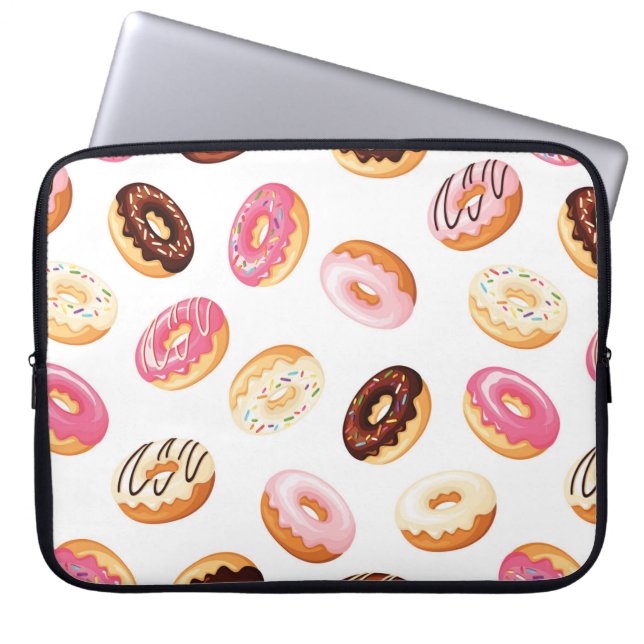 Zoet donut patroon laptop sleeve (Voorkant)