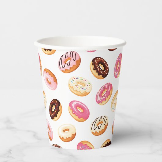 Zoet donut patroon papieren bekers (Voorkant)
