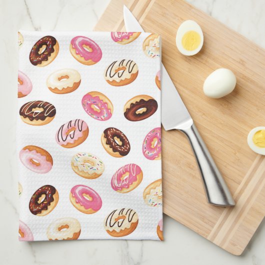 Zoet donut patroon theedoek (Quarter Fold)