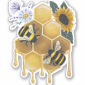 Zoet Dripping Honing Bijen Die-Cut Stickers (Voorkant)