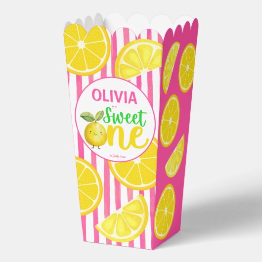 Zoet een roze limonade verjaardagsfeestje popcorn bedankdoosjes (Voorkant)
